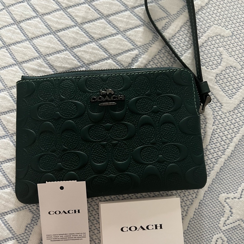 Green Coach Wristlet